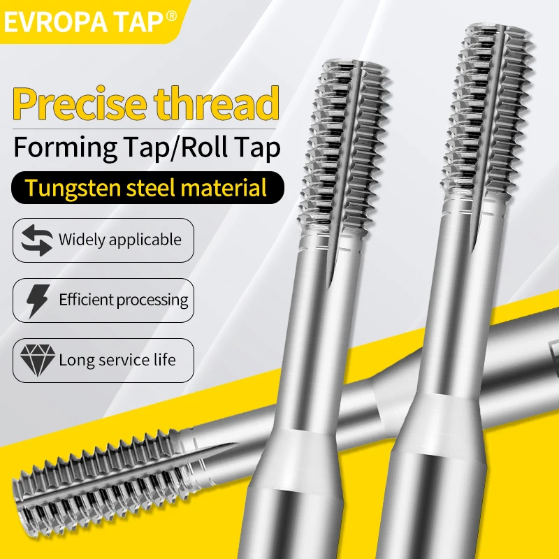 

EVROPA TAP Carbide Tungsten Steel JIS Standard Roll Forming Tap M2 M3 M4 M5M6 M8 M10 Machine Screw Thread Taps For HRC 55° - 62°