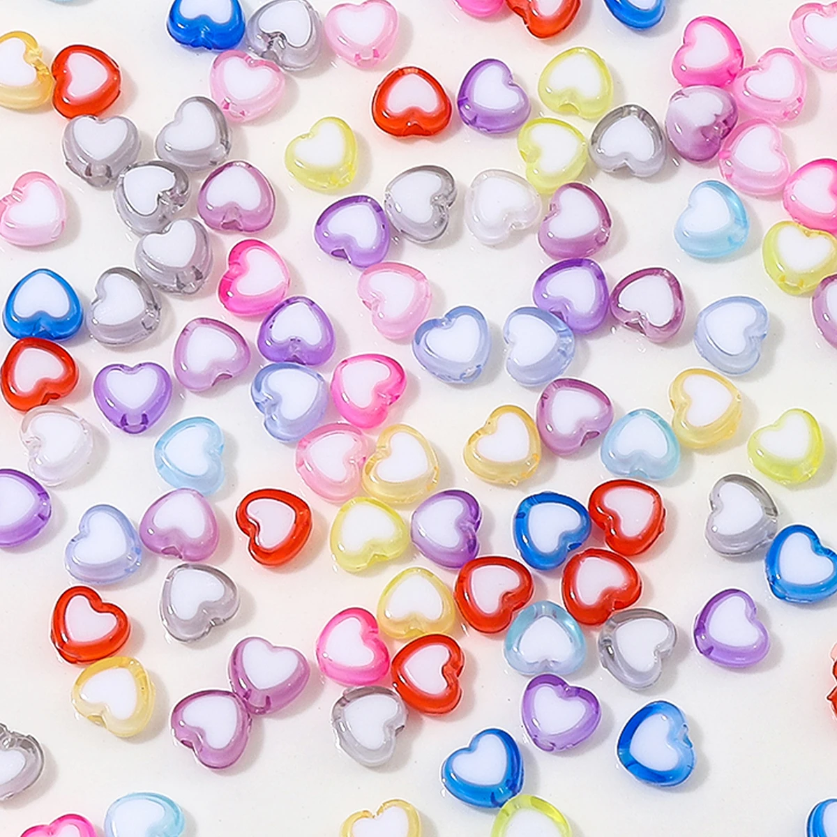 New 30pcs/Bag 8x7mm Love Acrylic Bead Loose Spacer Beads for Jewelry Making DIY Handmade Clothing Accessories