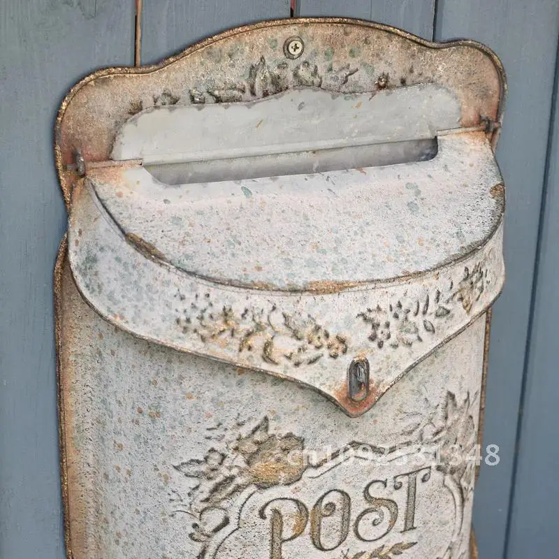 Outdoor Wall Mailbox Letter Box Retro Style Decoration Crafts Metal Wall Mounted Post Farmhouse Post