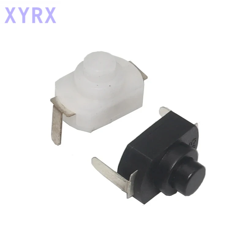 【50-10PCS】In spot 1288BM Push Button Switch Black White Flashlight Switches Bent Feet Flat Foot 1288 BM 16340 1208YD ON-OFF