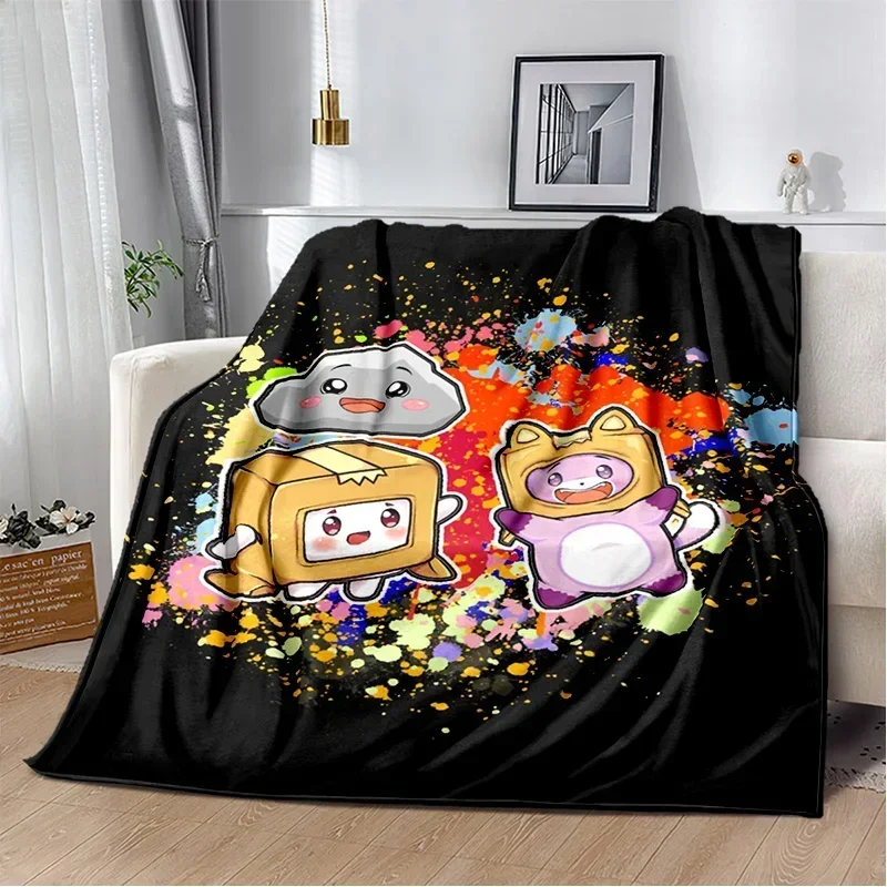 New HD Print Kawaii Foxy Lankybox Cartoon Blanket,Soft Throw Blanket for Home Bedroom Bed Sofa Picnic Office Cover Blanket Kids