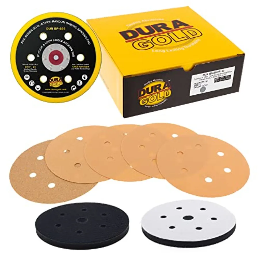 

6" Sanding Discs - Variety Pack Hook and Loop DA Backing Plate and Soft Density Interface Pad