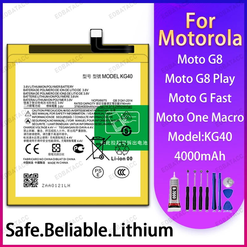 

100% Brand New KG40 Battery For Motorola Moto G8/G8 Play Large capacity Batteries+Free Tools