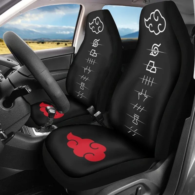 2Pcs Anime Naruto Automobiles Seat Covers for Car Front Seat Protector Cover Akatsuki Interior Accessories Cushion Case Decor