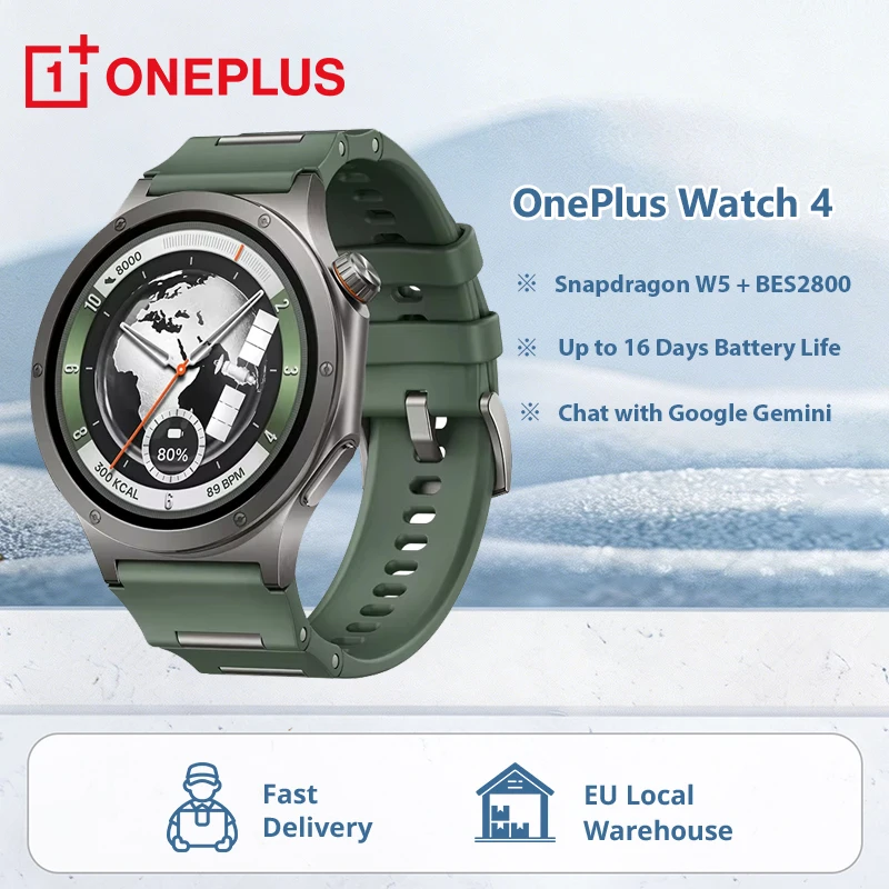 Newest OnePlus Watch 4 Smartwatch 1.5” AMOLED Display Snapdragon W5+BES2800 Up to 16 Days GPS NFC Google Voice Assistant