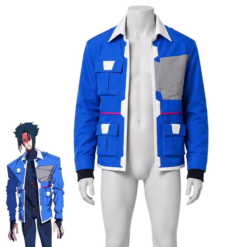 Cyberpunk Edgerunners S2 Character D Cosplay Blue Cargo Jacket Unisex Netrunner Outfit for Comic Con Halloween Carnival Daily S