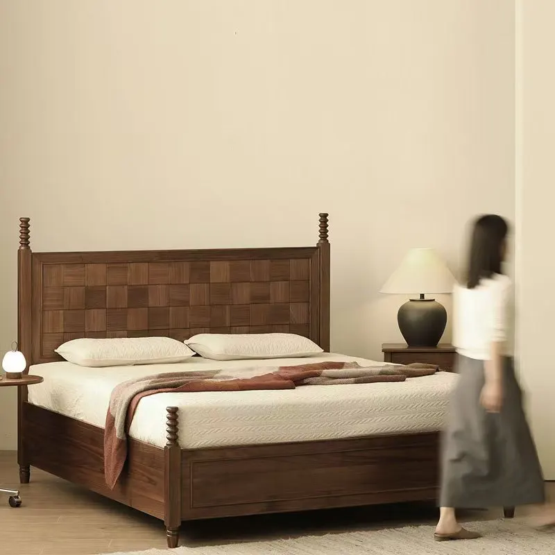 

Customizable Nordic electric box bed Solid wood retro high box storage bed Master bedroom 1.8 meters double bed