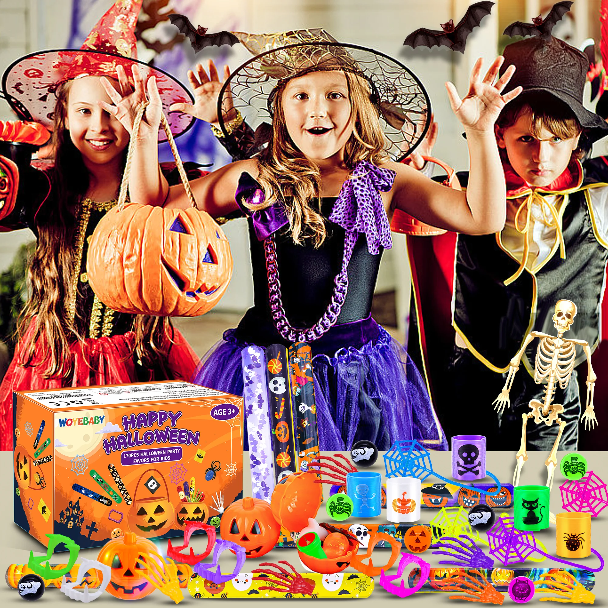 170Pcs Halloween Mini Fidget Toy Set for Kids - Stress Relief Sensory Toys Classroom Treasure Box Party Favors & Kids Gifts image 3