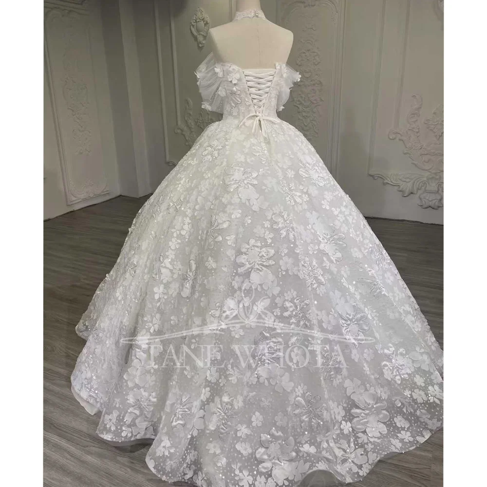 Vestido de novia de lentejuelas de lujo 2025, sin tirantes, con hombros descubiertos, con cordones en la espalda, apliques, vestido de dama de honor personalizable