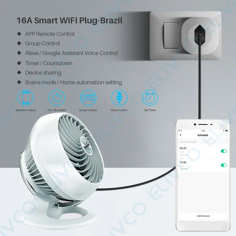 Tuya Brazil Plug WIFI 16A socket with Power Monitor, Smart outlet remote control, Voice with Google Home Alexa