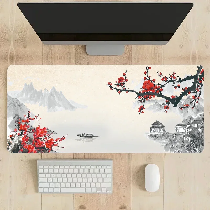 Ink Sakura Landscape Mouse Pad Computer Office Game Table Mat XXL 100x50 Rug Rubber Anti-slip Gaming Keyboard Mousepad Desk Pads