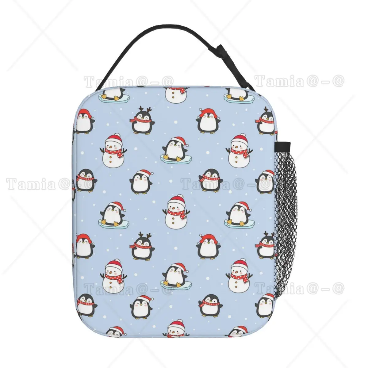 Cute Penguin And Ice Snow Pattern Insulated Lunch Bag for Women Children Portable Food Boxes Thermal Lunch Box Tote