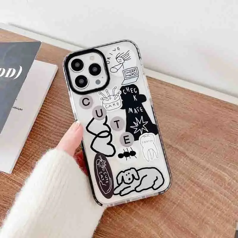 INS Fashion Lovely Cartoon Puppy Mobile Phone Shell For IPhone 15 14 13 12 11 Pro Max X Xs XR Max 7 Silicone Mobile Phone Shell