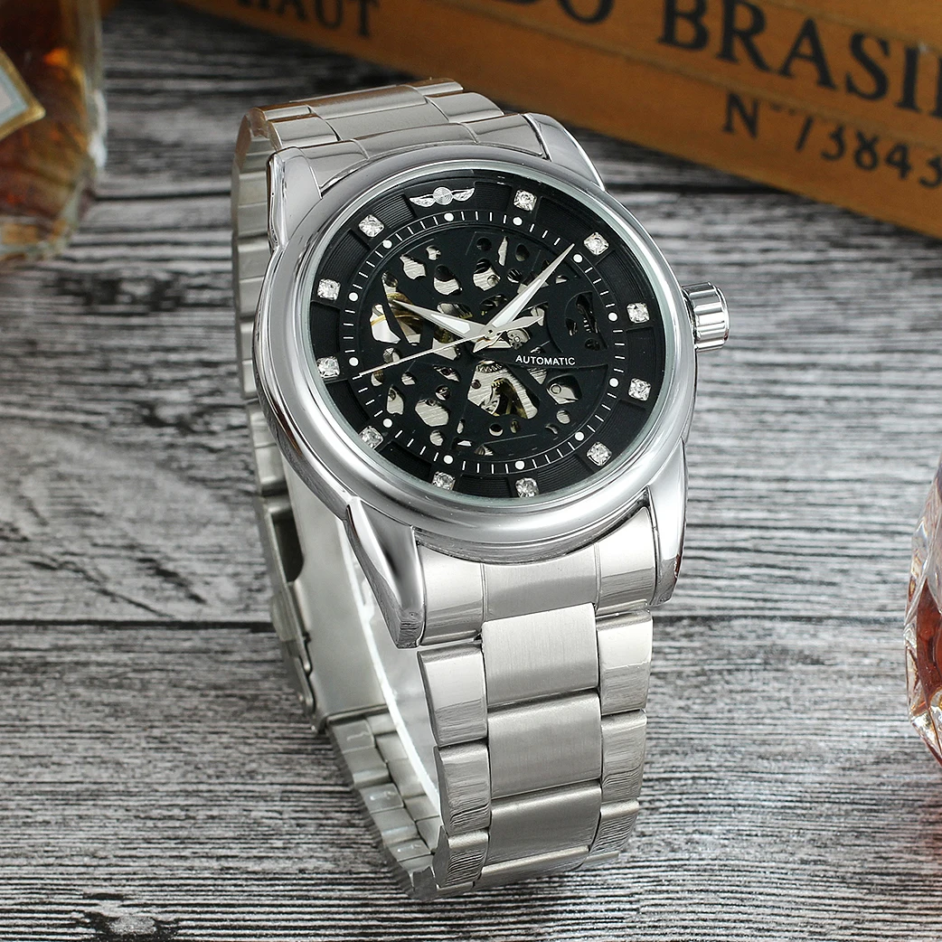 

ПОБЕДИТЕЛЬ Дизайнерские роскошные винтажные мужские часы из нержавеющей стали со скелетом Механические часы с автоматическим механизмом Водонепроницаемые повседневные мужские часы2025