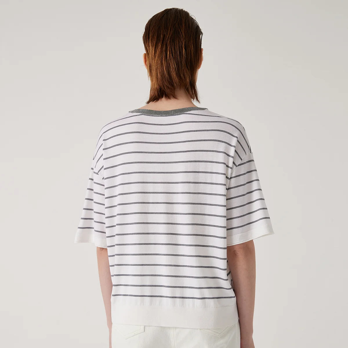 BD3511191 femmes été laine soie hauts à rayures vêtements de luxe confortable respirant chandails t-shirts tricotés