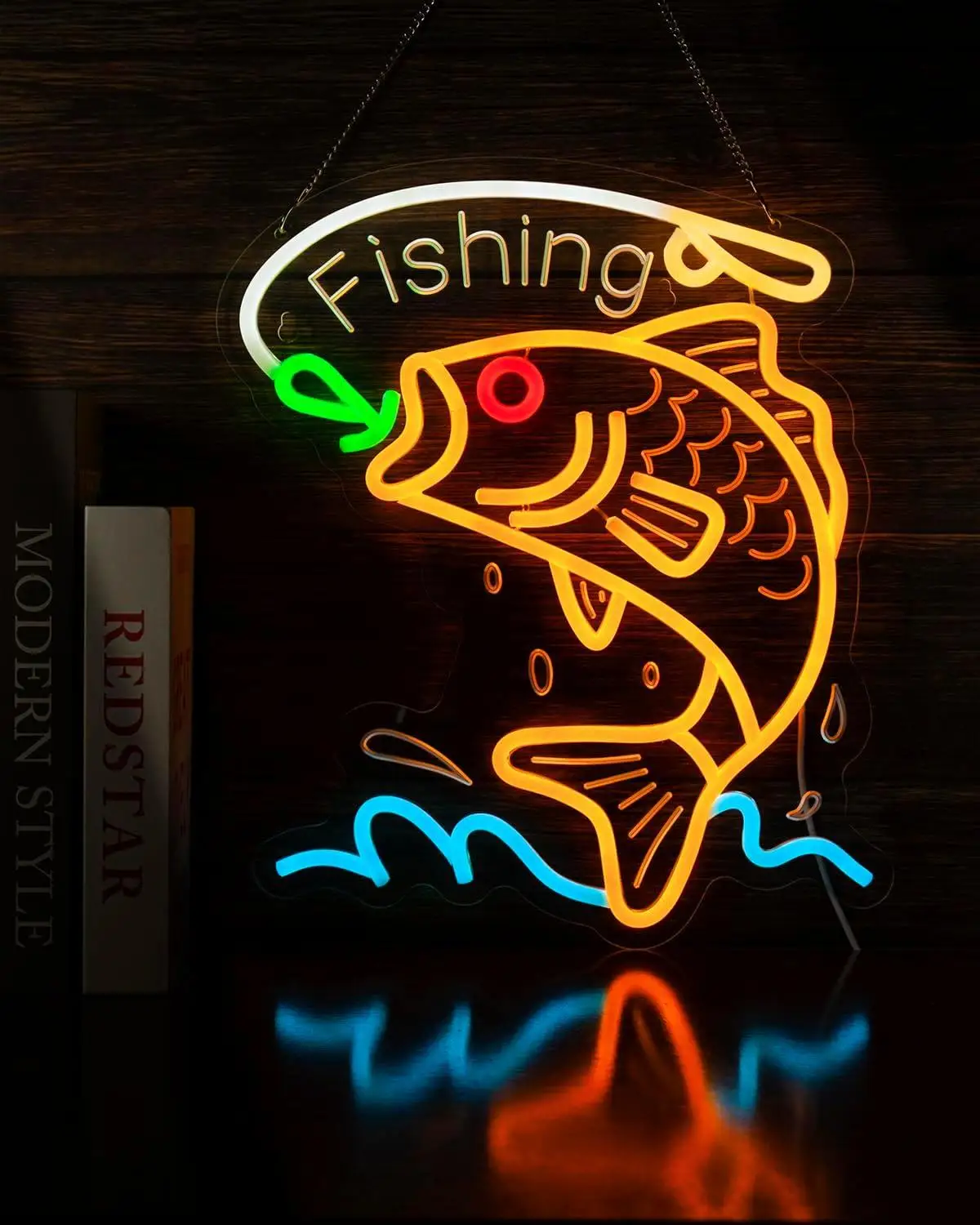 

Неоновая вывеска для рыбалки с регулируемой яркостью, питание от USB, светодиодная неоновая лампа для магазина рыболовных товаров, яхты, гаража, мужской комнаты, бара, комнаты отдыха, декора стен