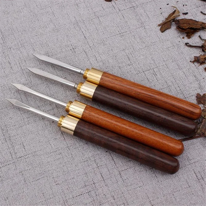 Sandalwood Tea Knife Needle Pick With Wood Handle Puer Tea Tools Cone Needle Breaking Prying Tea Brick Professional Tool