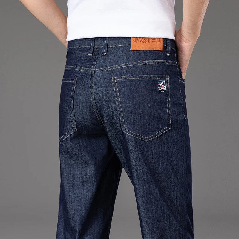

2025 Spring Summer Untr Tin Jeans Top Classic Style Men Business Casual Light Blue Stretch Cotton Denim Male Trousers