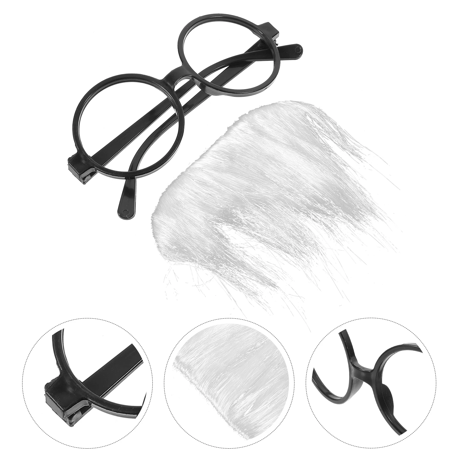 

1 Set Realistic Fake Mustache Beard Eyewear Cosplay Glasses Party Accessory Lifelike False Mustache Reusable Funny Prop