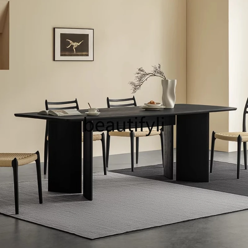 

Черный большой стол из цельного дерева, бытовой чайный столик из ясеня, прямоугольный обеденный стол и стулья