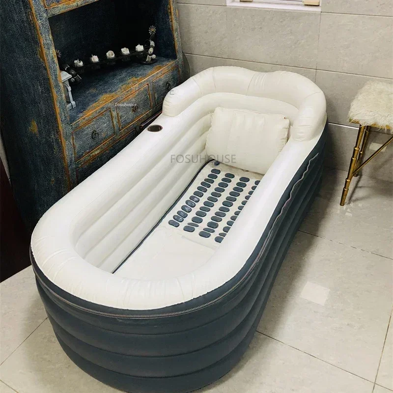 Modern Inflatable Bathtub Household Bathroom Bathtubs Massage Constant Temperature Whirlpool Adult Creative Folding BathtubZAQ