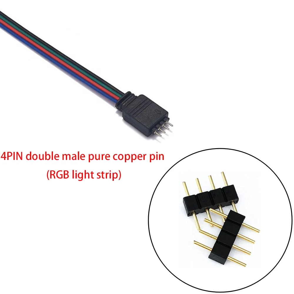 100Pcs 4Pin Black/ RGB/5Pin RGBW Needle Male Plug Double LED Connector Adapter No welding solder For Led Strip lamp