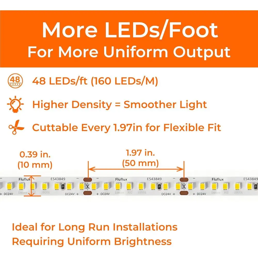 Светодиодная лента 24 В 2835, 2700 К, 300 лм +/фута, 32,8 фута, сертифицированная UL, CRI95, высокая плотность 160 светодиодов/м, режущая способность, регулировка яркости, VHB подложка,