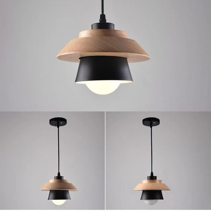 

Macaron Nordic Colorful Pendant Lights Log Wood Ceiling Lamp Lustres Art Decor Hanglamp Suspension Luminaire Living Room Hotel