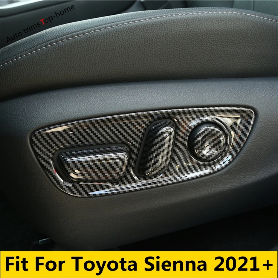 

Carbon Fiber Matte Wood Interior Accessories For Toyota Sienna 2021 - 2023 Seat Adjust Panel Decal Decoration Sticker Cover Trim