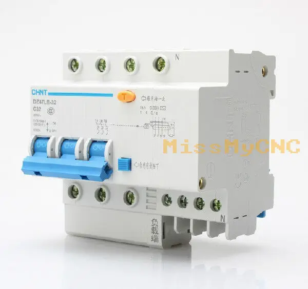 Earth Leakage Protection Circuit Breaker DZ47LE-32 3p+N C16 16A 380V-415v