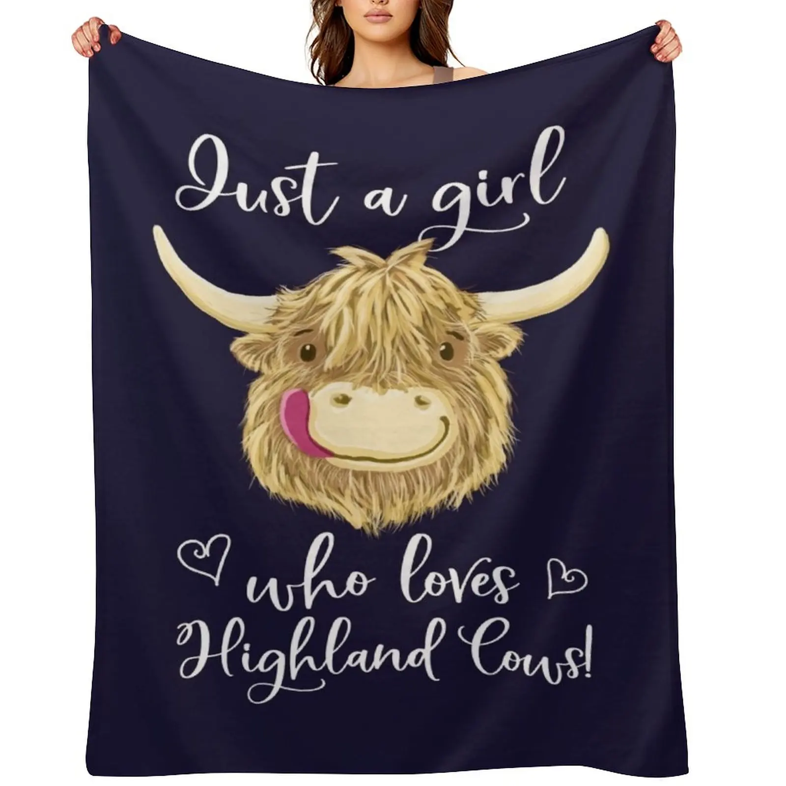 

Just A Girl Who Loves Scottish Highland Cows Throw Blanket Nap for sofa Luxury Thicken Decorative Sofa Blankets