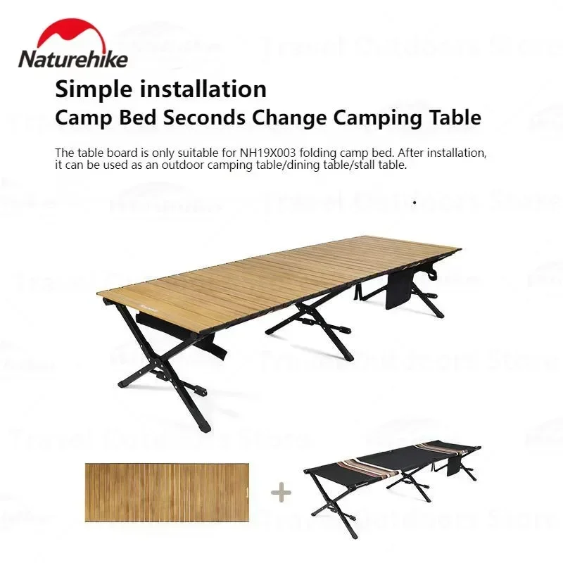 Imagem -02 - Naturehike-alumínio Liga Portátil Camping Mesa Folding Bed Table Piquenique Board Acessórios de Equipamento ao ar Livre Nh19x003