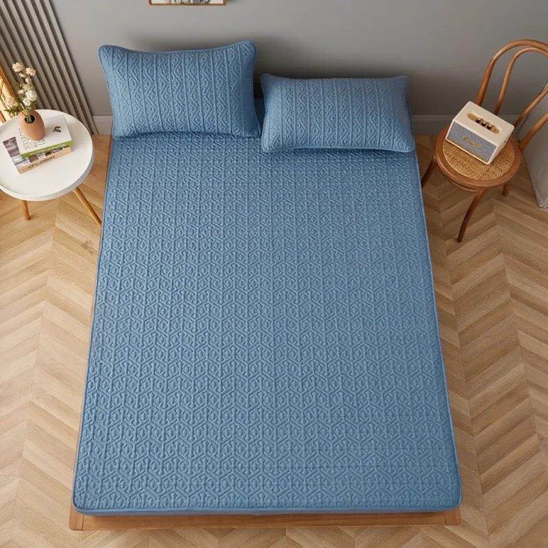 Good Quality Thick Quilted Mattress Cover Washed Cotton Queen Customized Anti-mite Bed Cover, Not Included Pillowcase
