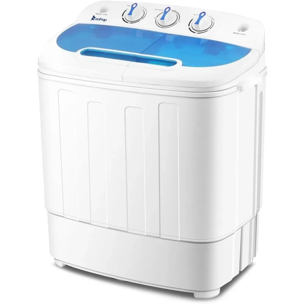 Portable Washing Machine and Dryer, 15Lbs Twin Tub Portable Washer Dryer Combo with Drain Pump