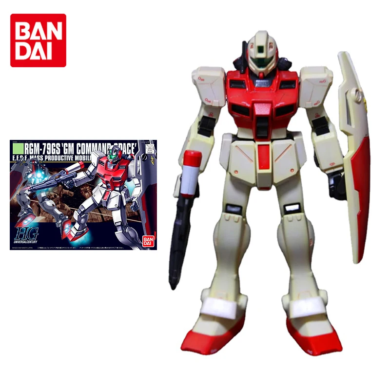 Bandai Gundam Model Kit Anime Figure HGUC RGM-79GS GM Command Space Type Action Toy Figure Assembling Model Toys for Children