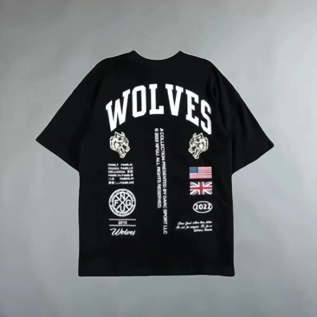 

DARCSPORT Wolf Head T-shirt Summer City Fitness Training Sports Loose casual crewneck Men's T-shirt couples pure cotton