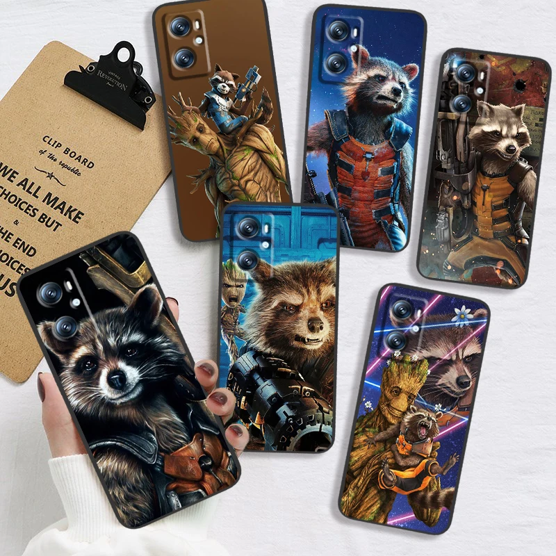 

Marvel Rocket Raccoon Hero For OPPO Find X6 X5 X3 A54S A5 A94 A16 A53S A57 A74 A72 A98 A78 A96 A9 5G Black TPU Phone Case