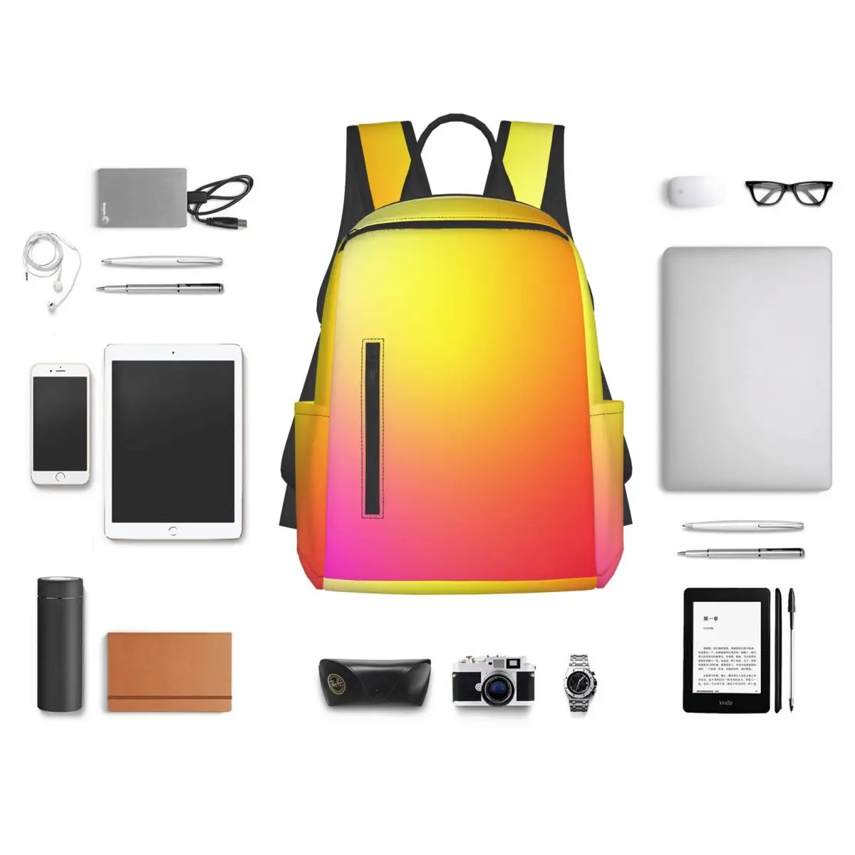 

Yellow Purple Red Gradient Backpack Student BookBag Kids School Bag Laptop Shoulder Bags Men Women