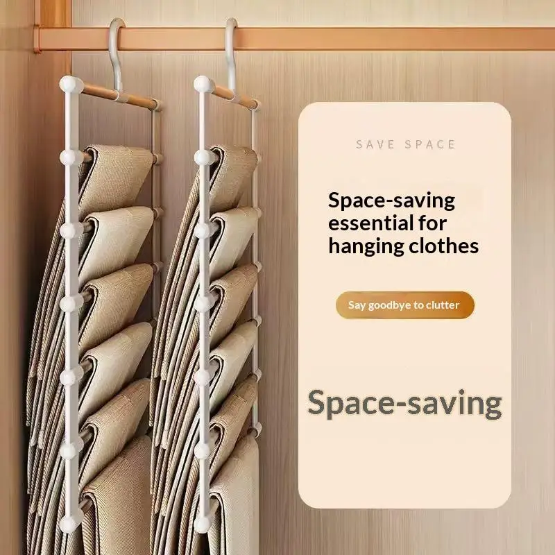 *1/2pcs Multi-Layer Pants Hanger Space Saving Closet Organizer Foldable Trousers Clothes Rack Wardrobe Storage Home Organization