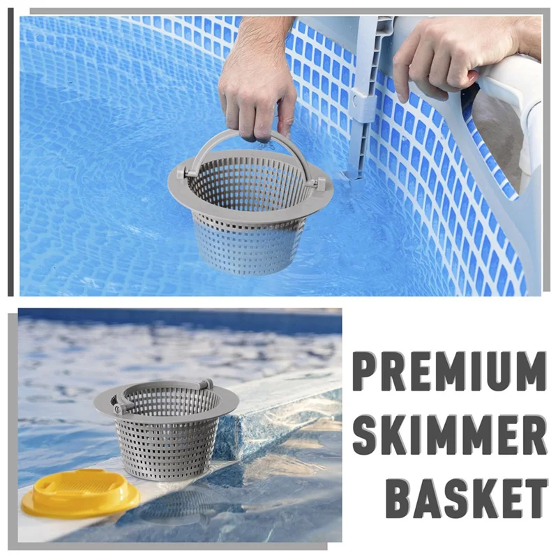 

A88E-2Pcs Pool Skimmer Basket With Handle,Leaves Removal Swimming Pool Filter Replacement Basket For Swimming Pools Cleaning