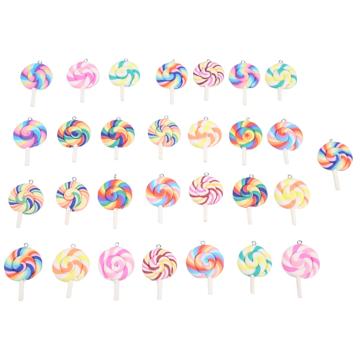 Colorful Lollipops Clay Pendant Candy Lollipop Charms for DIY Handmade Crafts (30 Pieces)