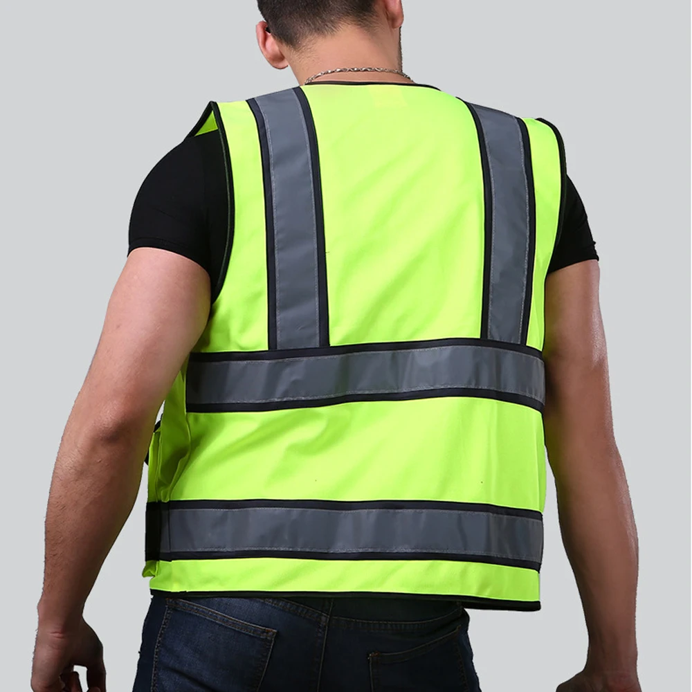 Reflective Vest High Visibility Safety Clothing for Construction Multi Pockets Security Protection Work Safety Waistcoat