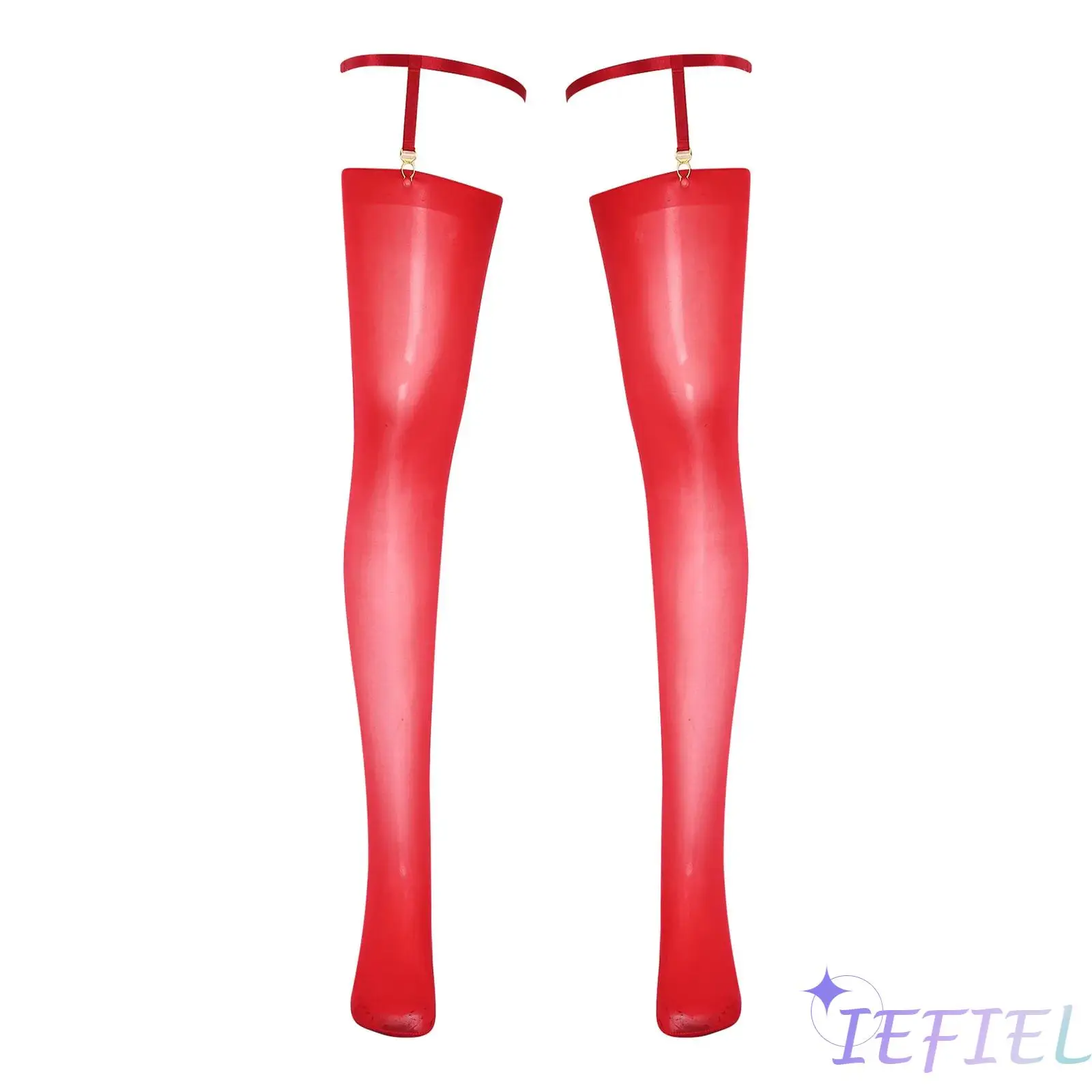 

Mens Glossy Sheer Stockings with Adjustable Thigh Bands Stretchy Thigh-high Socks Hosiery Accessories for Raves Drag Cosplay