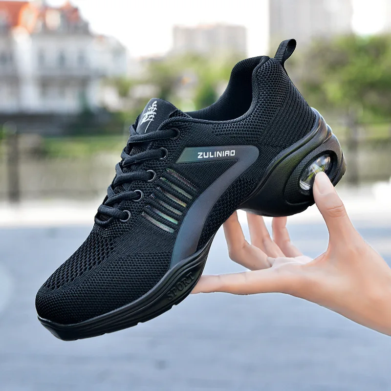 New Dance Shoes Woman Ladies Modern Soft Outsole Jazz Sneakers Mesh Breathable Lightweight Female Dancing Fitness Sport