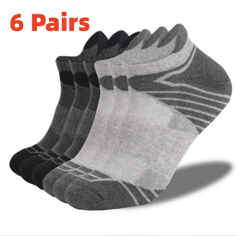 

6 Pairs Sports Socks Men Women Short Running Socks Performance Ankle Cushion Wear-resistant Anti Slip Basketball Casual Socks