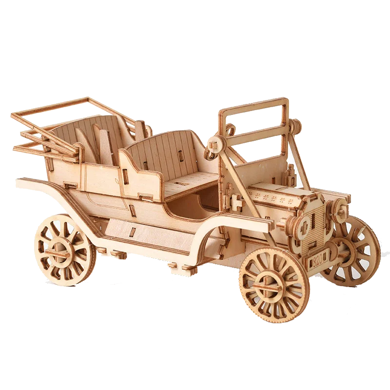 3D Puzzles de madeira Blocos de construção para adolescentes e adultos, modelo, carros retrô DIY, navio e trem, Kits Woodcraft, brinquedos de