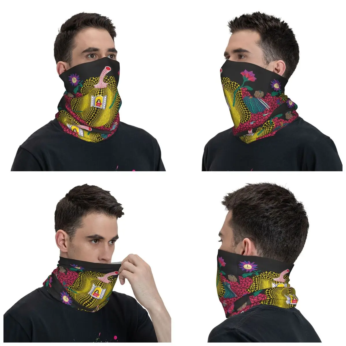 Yayoi Kusama Abstract Painting Bandana Neck Gaiter UV Protection Face Scarf Cover Women Men Headwear Tube Balaclava