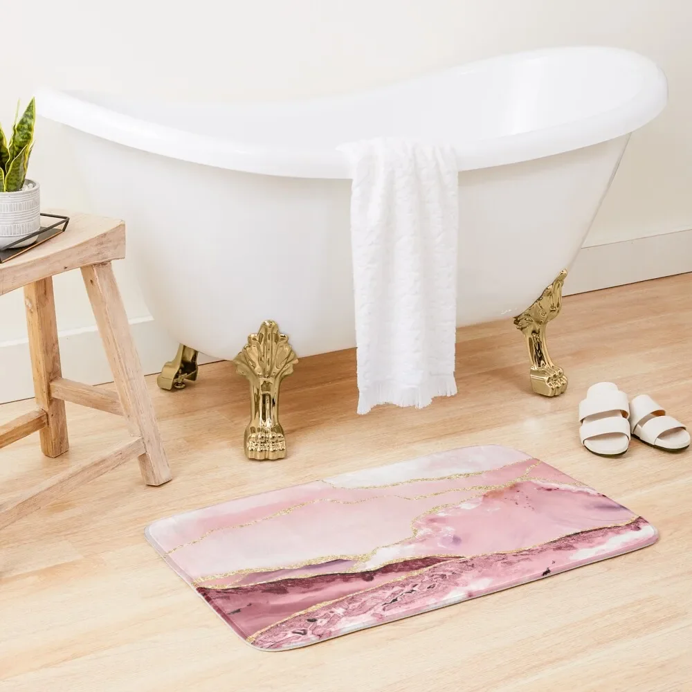 Beautiful Mermaid Faux Marble With Gold Glitter veins Bath Mat Floor Toilet Foot Bathroom Bathtub Carpet Mat