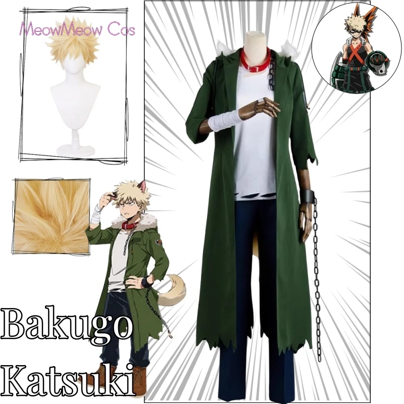 Bakugo Katsuki Anime Cosplay Costume Clothes Wig Uniform Cosplay Bakugo Katsuki Halloween Party Performance Dress Daily Outfit