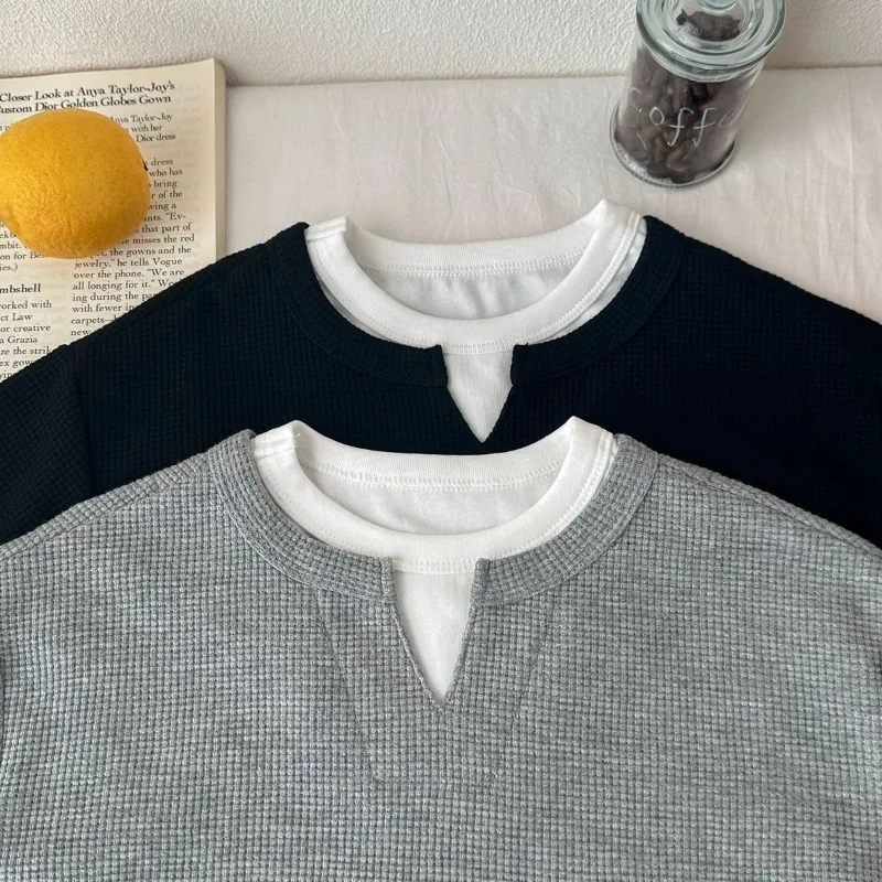 Kinder Jungen Sweatshirt RAISE YOUNG Herbst 2026 Kleinkind Jungen Pullover Casual 1-10 Jahre Kinder Jungen Waffel-Optik Zweiteilige Oberteile – Detail 17